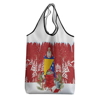 Bosnia and Herzegovina Christmas Grocery Bag Santa With National Flag - Wonder Print Shop