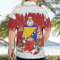 Bosnia and Herzegovina Christmas Hawaiian Shirt Santa With National Flag - Wonder Print Shop