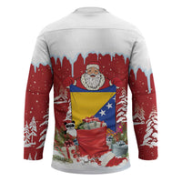 Bosnia and Herzegovina Christmas Hockey Jersey Santa With National Flag - Wonder Print Shop