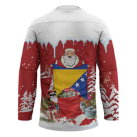Bosnia and Herzegovina Christmas Hockey Jersey Santa With National Flag - Wonder Print Shop
