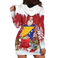Bosnia and Herzegovina Christmas Hoodie Dress Santa With National Flag - Wonder Print Shop
