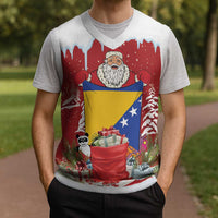 Bosnia and Herzegovina Christmas Knitted V-Neck Vest Santa With National Flag - Wonder Print Shop