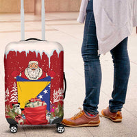 Bosnia and Herzegovina Christmas Luggage Cover Santa With National Flag - Wonder Print Shop