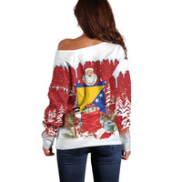 Bosnia and Herzegovina Christmas Off Shoulder Sweater Santa With National Flag - Wonder Print Shop