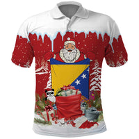 Bosnia and Herzegovina Christmas Polo Shirt Santa With National Flag - Wonder Print Shop