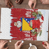 Bosnia and Herzegovina Christmas Puzzle Santa With National Flag - Wonder Print Shop