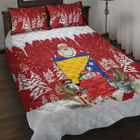 Bosnia and Herzegovina Christmas Quilt Bed Set Santa With National Flag - Wonder Print Shop