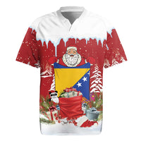 Bosnia and Herzegovina Christmas Rugby Jersey Santa With National Flag - Wonder Print Shop