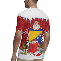Bosnia and Herzegovina Christmas Rugby Jersey Santa With National Flag - Wonder Print Shop