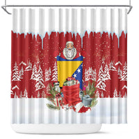 Bosnia and Herzegovina Christmas Shower Curtain Santa With National Flag - Wonder Print Shop