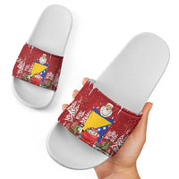 Bosnia and Herzegovina Christmas Slide Sandals Santa With National Flag - Wonder Print Shop