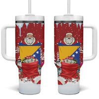 Bosnia and Herzegovina Christmas Tumbler With Handle Santa With National Flag - Wonder Print Shop