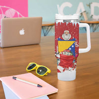 Bosnia and Herzegovina Christmas Tumbler With Handle Santa With National Flag - Wonder Print Shop