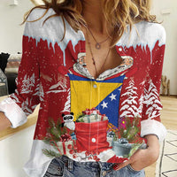 Bosnia and Herzegovina Christmas Women Casual Shirt Santa With National Flag - Wonder Print Shop