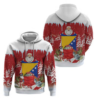 Bosnia and Herzegovina Christmas Zip Hoodie Santa With National Flag - Wonder Print Shop