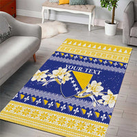 Personalized Bosnia and Herzegovina Christmas Area Rug Coat Of Arms Srecan Bozic - Wonder Print Shop
