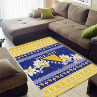 Personalized Bosnia and Herzegovina Christmas Area Rug Coat Of Arms Srecan Bozic - Wonder Print Shop