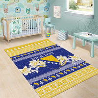 Personalized Bosnia and Herzegovina Christmas Area Rug Coat Of Arms Srecan Bozic - Wonder Print Shop