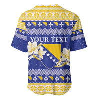 Personalized Bosnia and Herzegovina Christmas Baseball Jersey Coat Of Arms Srecan Bozic - Wonder Print Shop