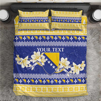 Personalized Bosnia and Herzegovina Christmas Bedding Set Coat Of Arms Srecan Bozic - Wonder Print Shop