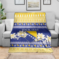 Personalized Bosnia and Herzegovina Christmas Blanket Coat Of Arms Srecan Bozic - Wonder Print Shop
