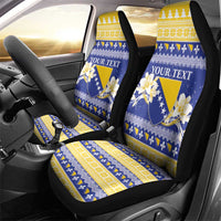Personalized Bosnia and Herzegovina Christmas Car Seat Cover Coat Of Arms Srecan Bozic - Wonder Print Shop