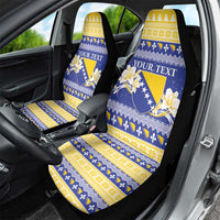 Personalized Bosnia and Herzegovina Christmas Car Seat Cover Coat Of Arms Srecan Bozic - Wonder Print Shop