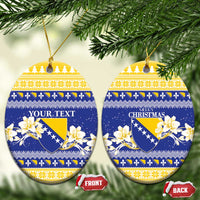 Personalized Bosnia and Herzegovina Christmas Ceramic Ornament Coat Of Arms Srecan Bozic - Wonder Print Shop