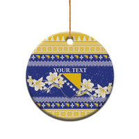 Personalized Bosnia and Herzegovina Christmas Ceramic Ornament Coat Of Arms Srecan Bozic - Wonder Print Shop