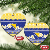 Personalized Bosnia and Herzegovina Christmas Ceramic Ornament Coat Of Arms Srecan Bozic - Wonder Print Shop