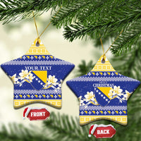 Personalized Bosnia and Herzegovina Christmas Ceramic Ornament Coat Of Arms Srecan Bozic - Wonder Print Shop
