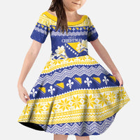 Personalized Bosnia and Herzegovina Christmas Family Matching Off Shoulder Maxi Dress and Hawaiian Shirt Coat Of Arms Srecan Bozic - Wonder Print Shop