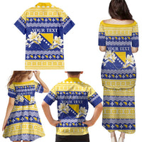 Personalized Bosnia and Herzegovina Christmas Family Matching Puletasi and Hawaiian Shirt Coat Of Arms Srecan Bozic - Wonder Print Shop
