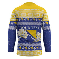 Personalized Bosnia and Herzegovina Christmas Hockey Jersey Coat Of Arms Srecan Bozic - Wonder Print Shop