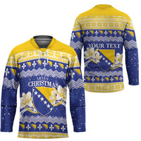 Personalized Bosnia and Herzegovina Christmas Hockey Jersey Coat Of Arms Srecan Bozic - Wonder Print Shop