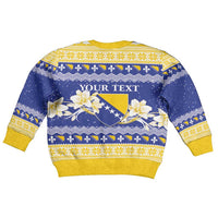 Personalized Bosnia and Herzegovina Christmas Kid Ugly Christmas Sweater Coat Of Arms Srecan Bozic - Wonder Print Shop