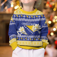 Personalized Bosnia and Herzegovina Christmas Kid Ugly Christmas Sweater Coat Of Arms Srecan Bozic - Wonder Print Shop
