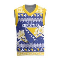 Personalized Bosnia and Herzegovina Christmas Knitted V-Neck Vest Coat Of Arms Srecan Bozic - Wonder Print Shop