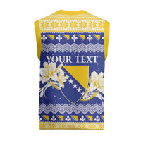 Personalized Bosnia and Herzegovina Christmas Knitted V-Neck Vest Coat Of Arms Srecan Bozic - Wonder Print Shop