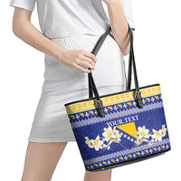 Personalized Bosnia and Herzegovina Christmas Leather Tote Bag Coat Of Arms Srecan Bozic - Wonder Print Shop
