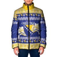Personalized Bosnia and Herzegovina Christmas Padded Jacket Coat Of Arms Srecan Bozic - Wonder Print Shop