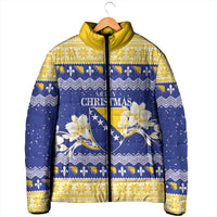 Personalized Bosnia and Herzegovina Christmas Padded Jacket Coat Of Arms Srecan Bozic - Wonder Print Shop