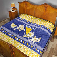 Personalized Bosnia and Herzegovina Christmas Quilt Coat Of Arms Srecan Bozic - Wonder Print Shop