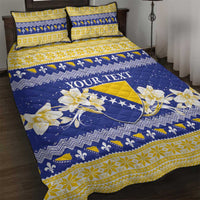 Personalized Bosnia and Herzegovina Christmas Quilt Bed Set Coat Of Arms Srecan Bozic - Wonder Print Shop