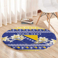 Personalized Bosnia and Herzegovina Christmas Round Carpet Coat Of Arms Srecan Bozic - Wonder Print Shop