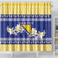 Personalized Bosnia and Herzegovina Christmas Shower Curtain Coat Of Arms Srecan Bozic - Wonder Print Shop