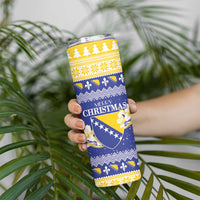 Personalized Bosnia and Herzegovina Christmas Skinny Tumbler Coat Of Arms Srecan Bozic - Wonder Print Shop