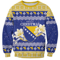 Personalized Bosnia and Herzegovina Christmas Sweatshirt Coat Of Arms Srecan Bozic - Wonder Print Shop