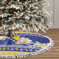 Personalized Bosnia and Herzegovina Christmas Tree Skirt Coat Of Arms Srecan Bozic - Wonder Print Shop