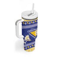 Personalized Bosnia and Herzegovina Christmas Tumbler With Handle Coat Of Arms Srecan Bozic - Wonder Print Shop